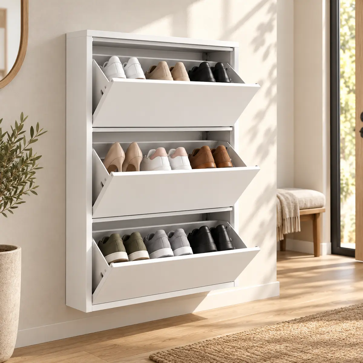 Painel Organizador de Calçados — Branca · 3 basculantes
